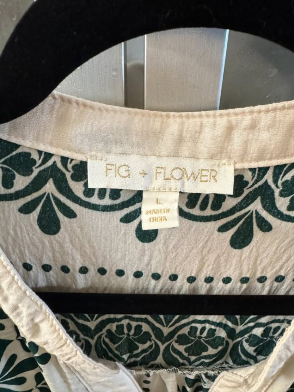 Fig and Flower Cream and Green Floral Midi Dress Size L - Picture 3 of 6